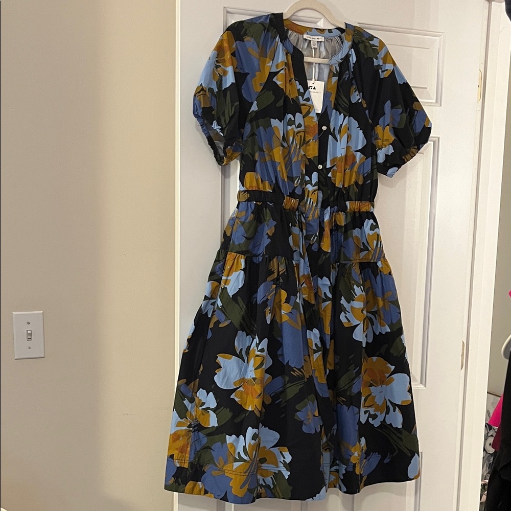 Floral Black and Blue Dress
